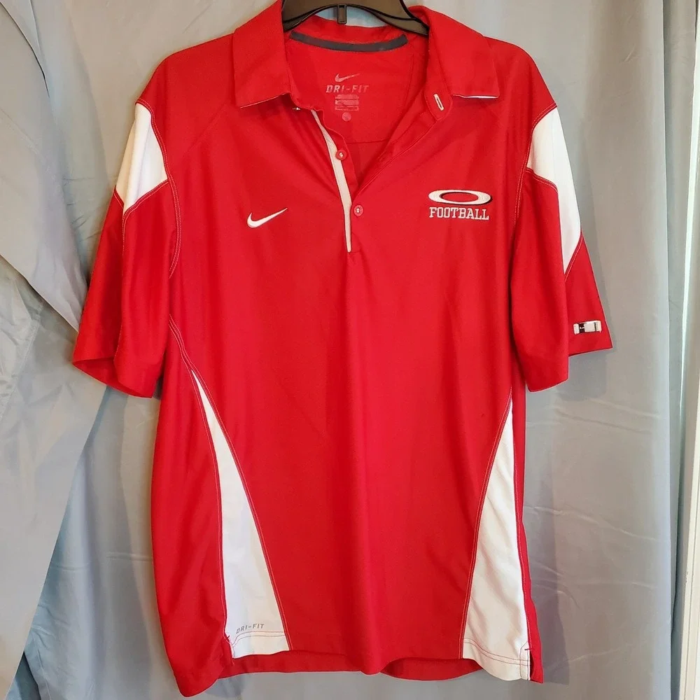 Nike Ohio State Buckeyes Red Dri-Fit 3 Button Polo Shirt‎ Mens Medium